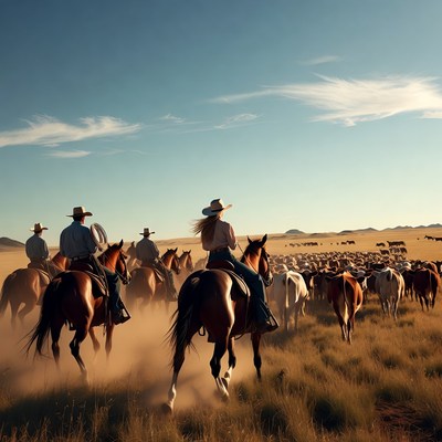 Herding cattle in open fields