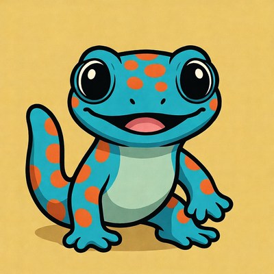 Colorful cartoon frog with spots