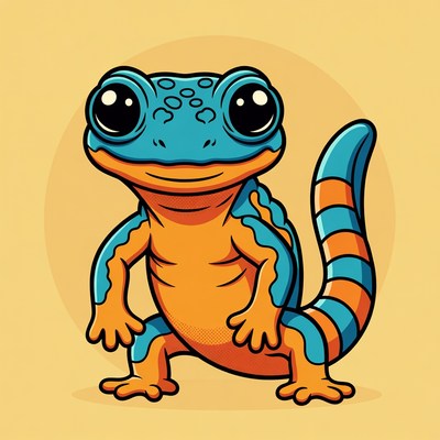 Colorful cartoon lizard character design