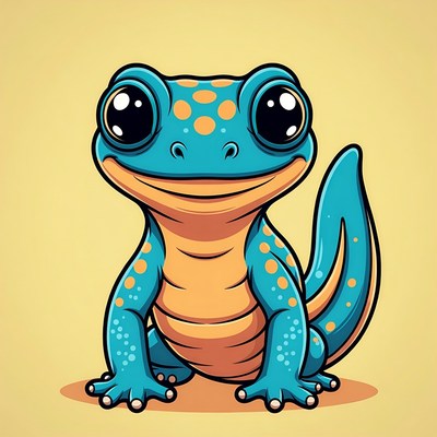 Colorful cartoon lizard with big eyes