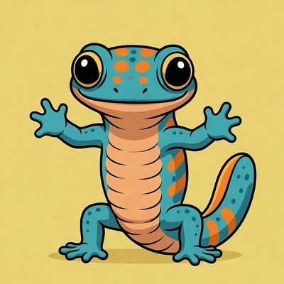 Cartoon lizard with big eyes