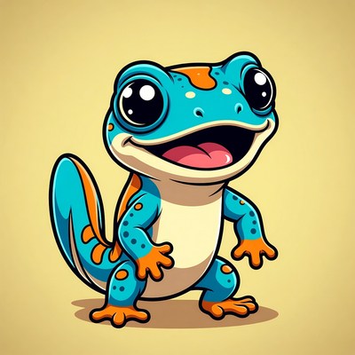 Cartoon lizard with big eyes