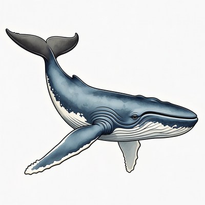 Humpback whale swimming in ocean