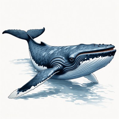 Humpback whale swimming in ocean