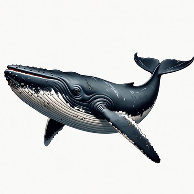 Humpback whale swimming in ocean