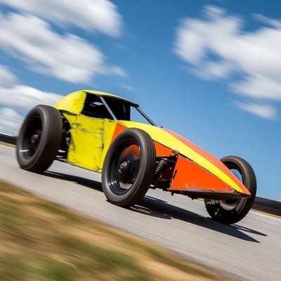 Racing car on track in clear weather