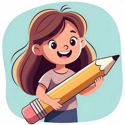 Girl holding a large pencil