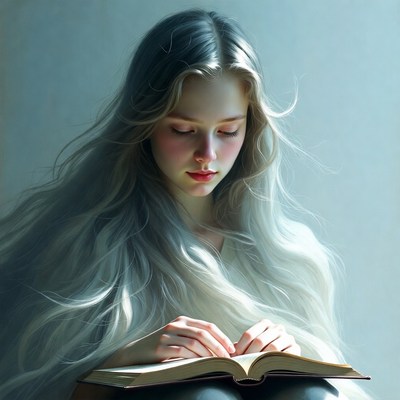 Young girl reading in soft light