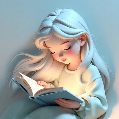 Child reads book in cozy light