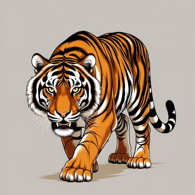 Tiger walking on smooth surface