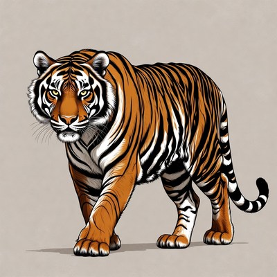 Tiger walking in a natural pose