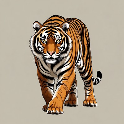 Tiger walking in natural stance