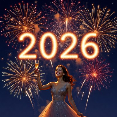 New year celebration with fireworks show