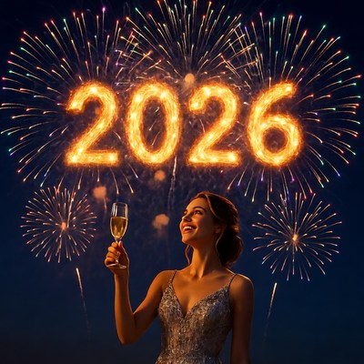 Celebrating new year with fireworks