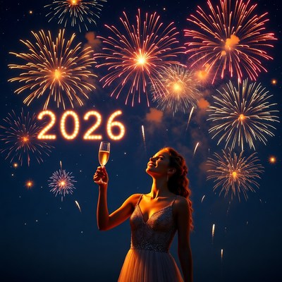 Celebrating new year with fireworks display