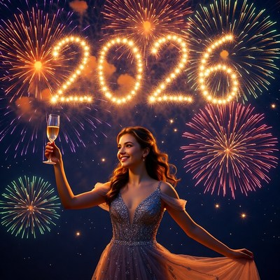 Celebrating new yearâ€™s 2026 with fireworks