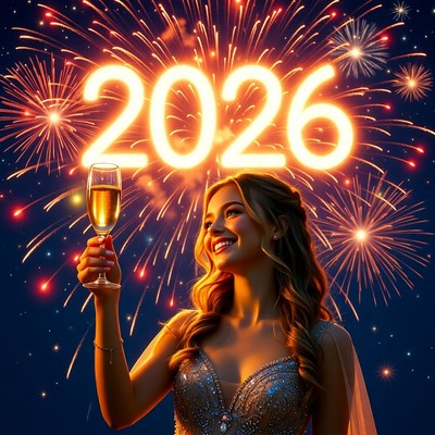 New year celebration with fireworks