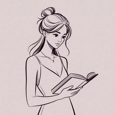 Young woman reading a book