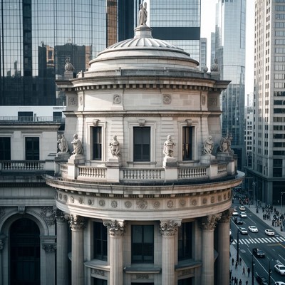 Historic building amidst modern skyline