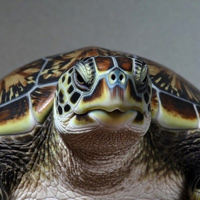 Turtle resting on a flat surface
