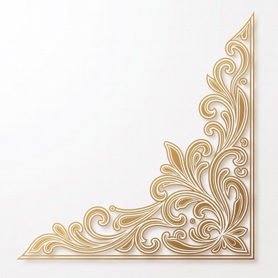 Decorative corner design element in gold