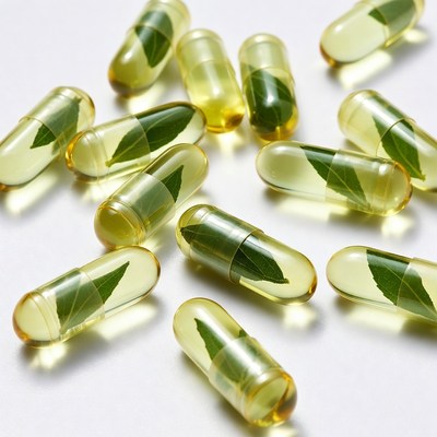 Capsules with leaf inside