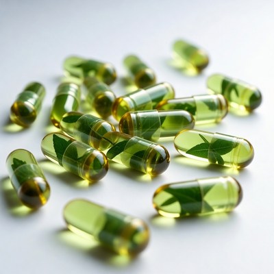 Green capsules with leaf inside