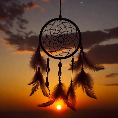 Dream catcher at sunset