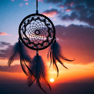 Dream catcher at sunset