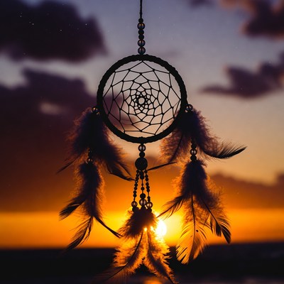 Dream catcher at sunset