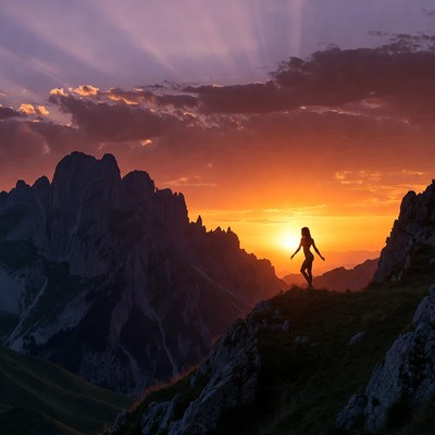 Sunset view from mountain peak