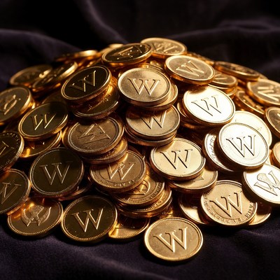 Stacks of gold coins on black velvet