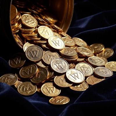 Gold coins spilling from a jar