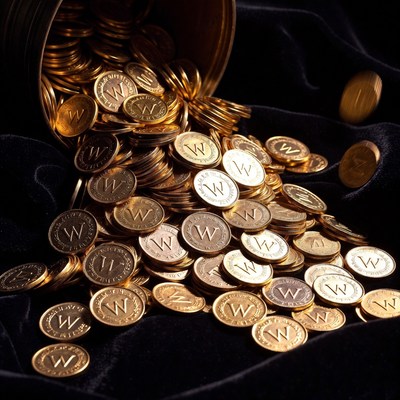 Coins spilled from container