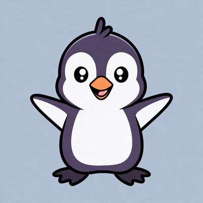 Happy cartoon penguin with open wings