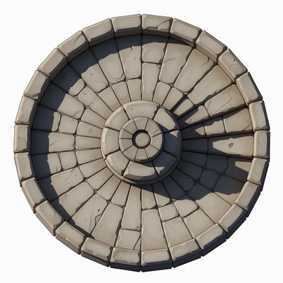 Circular stone platform with radial design