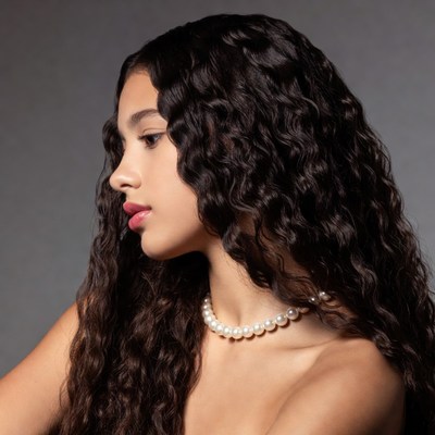 Young woman with long wavy hair