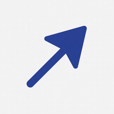 Blue arrow pointing up on a light background
