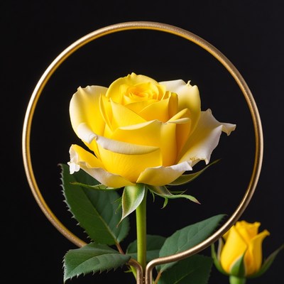 Yellow rose with circular frame display