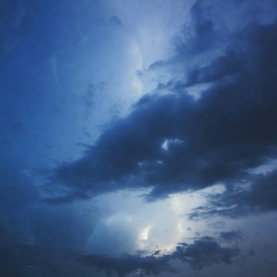 Clouds in the evening sky over city