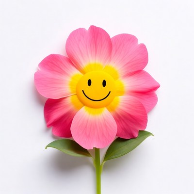 Flower with smiley face design