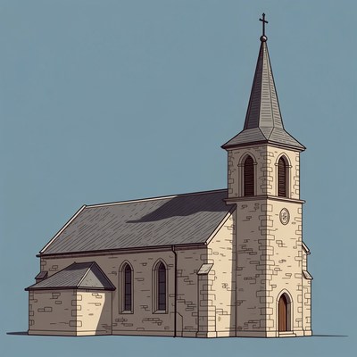 Historic stone church in a simple style