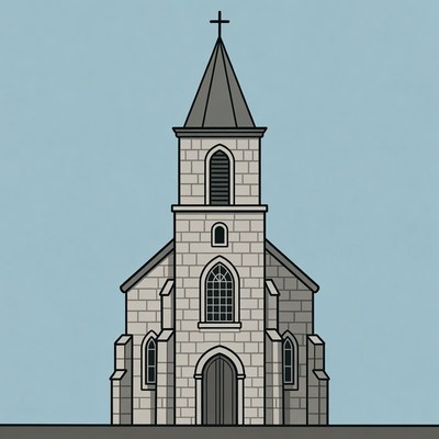 Stone church building in simple design