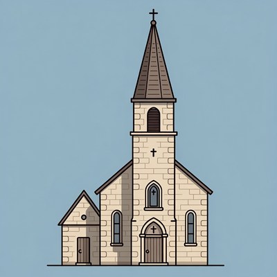 Simple church with a tall steeple