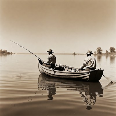 Fishing on a quiet lake
