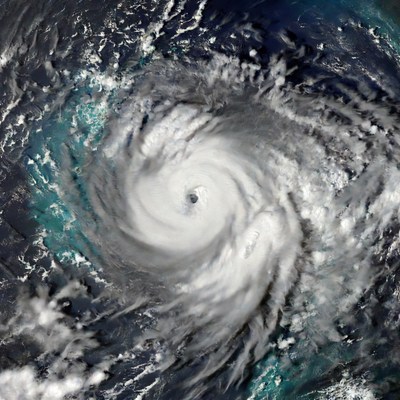 Hurricane forming over ocean surface
