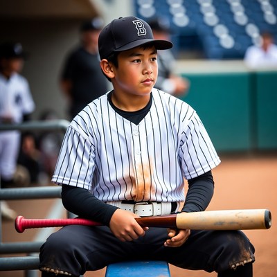 Young player waits on bench for game