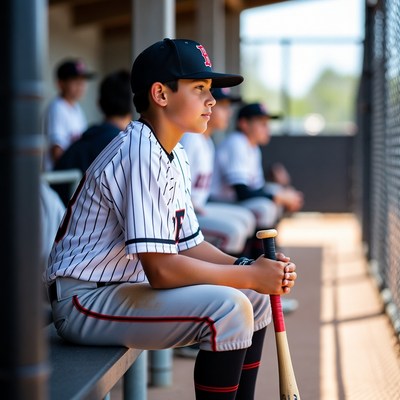 Young players wait for their turn in baseball
