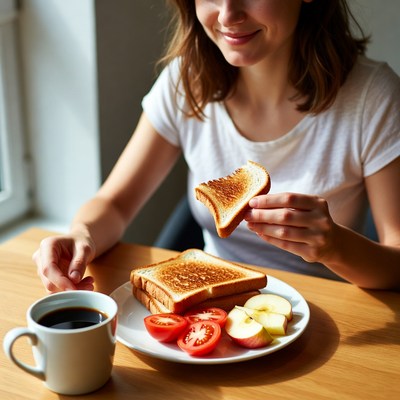 Morning meal with coffee and toast