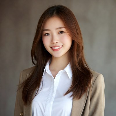 Young woman smiling in business attire